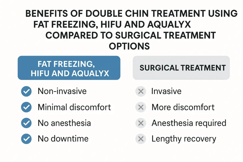 Graphic about the benefits of double chin treatment Romsey - from LA LIPO