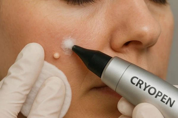 Woman receiving milia removal treatment Romsey