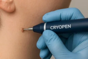 Person receiving skin tag removal Romsey
